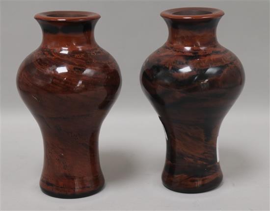 A pair of 19th century Chinese realgar glass vases